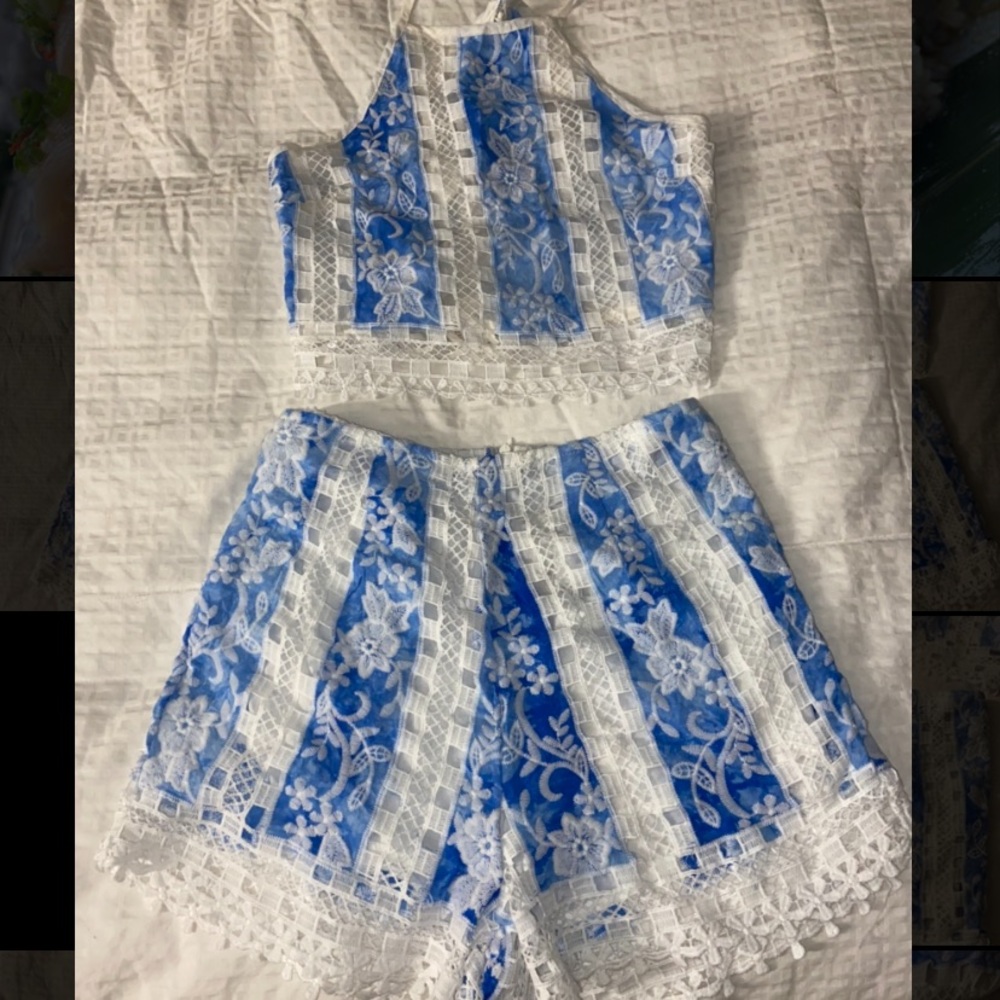 Angel Biba Lace-back 2 piece shorts set NWT